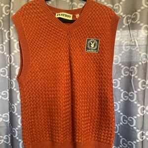 Playboy burgundy Knit Vest size medium pre owned men’s V neck pullover